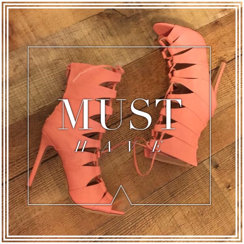 New peach Lace Up heels